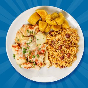 13 - Pechuga Milanesa con Arroz Mamposteado y Amarillitos