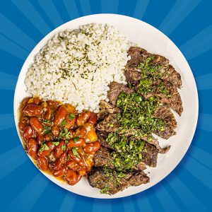 24 - Churrasco con Chimichurri y Arroz con Habichuelas Rojas