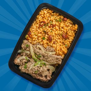 60 - Bistec Encebollado con Arroz Mamposteado