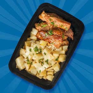 63 - Costillitas de Cerdo en Salsa BBQ con Papas Gratinadas