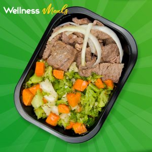 36 - Bistec encebollado con Vegetales Mixtos en Aceite de Aguacate